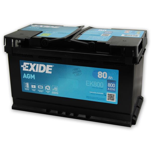 EXIDE EK800 Starterbatterie 12V 80Ah 800A (EN) "AGM Start-Stop Plus ...