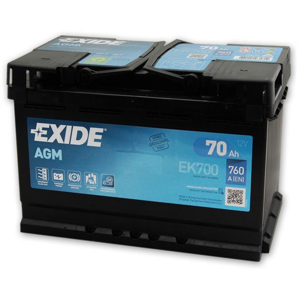 EXIDE EK700 Starterbatterie 12V 70Ah 760A (EN) AGM Start-Stop